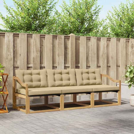 Ensemble de canapés d'extérieur 3 pcs Blanc et Beige 645152645152
