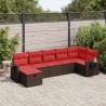 Salon de jardin avec coussins 7 pcs marron résine tressée 645155645155