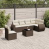 Salon de jardin avec coussins 7 pcs marron résine tressée 645156645156
