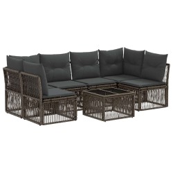 Ensemble de canapé de jardin 7 pcs Gris polyrotin 645159645159