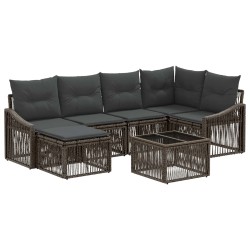 Ensemble de canapé de jardin 7 pcs Gris polyrotin 645160645160