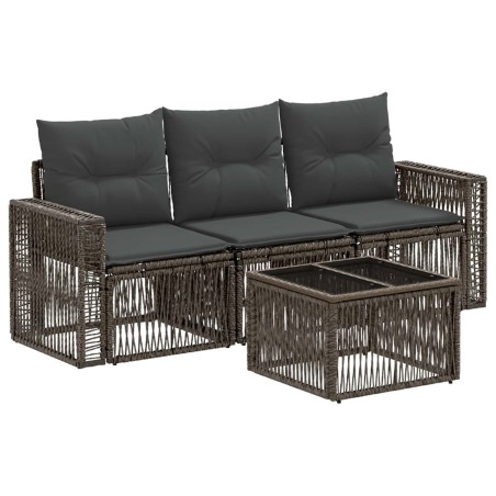 Ensemble de canapé de jardin 4 pcs Gris et Gris foncé polyrotin 645161645161