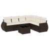 Salon de jardin avec coussins 7 pcs marron résine tressée 645162645162