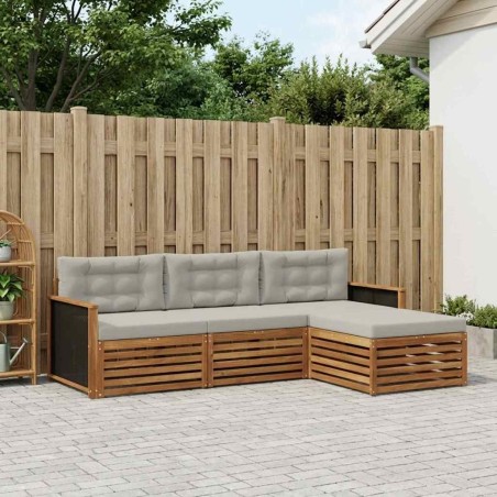Ensemble de canapés d'extérieur 4 pcs Naturel et gris clair 645164645164