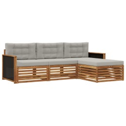 Ensemble de canapés d'extérieur 4 pcs Naturel et gris clair 645164645164