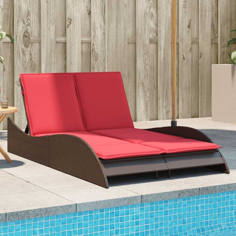 Chaise longue avec coussins Marron 114 x 205 x 73 cm Résine tressée 645166645166