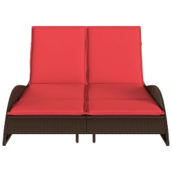 Chaise longue avec coussins Marron 114 x 205 x 73 cm Résine tressée 645166645166