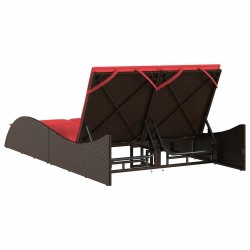 Chaise longue avec coussins Marron 114 x 205 x 73 cm Résine tressée 645166645166