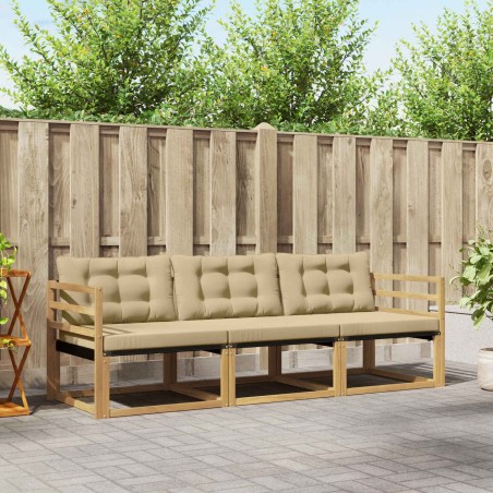 Ensemble de canapés d'extérieur 3 pcs Blanc et Beige 645168645168