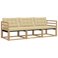 Ensemble de canapés d'extérieur 3 pcs Blanc et Beige 645168645168