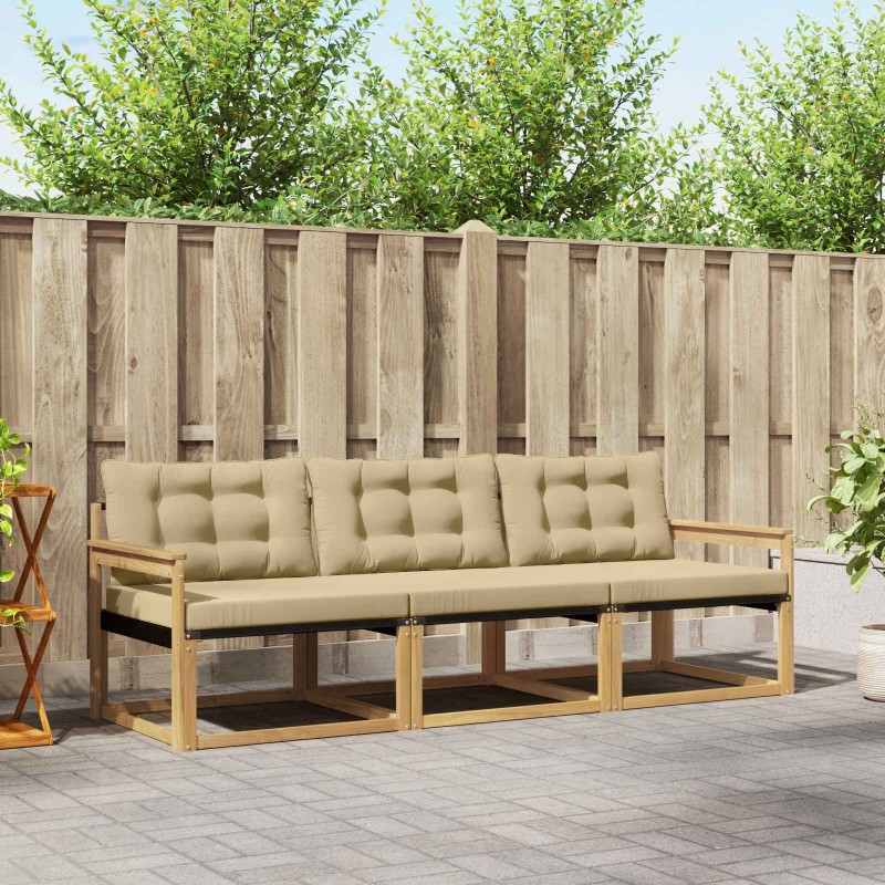 Ensemble de canapés d'extérieur 3 pcs Blanc et Beige 645169645169