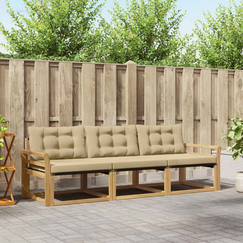 Ensemble de canapés d'extérieur 3 pcs Blanc et Beige 645172645172
