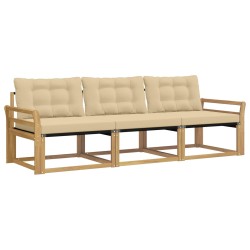 Ensemble de canapés d'extérieur 3 pcs Blanc et Beige 645172645172