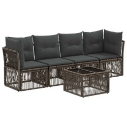 Ensemble de canapé de jardin 5 pcs Gris polyrotin 645175645175
