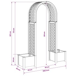 Arc à Roses avec Jardinière Gris 168,5 x 43 x 207 cm PP 645177645177