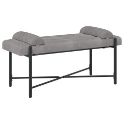Banc capitonné à boutons avec coussins Gris clair Velours 645181645181