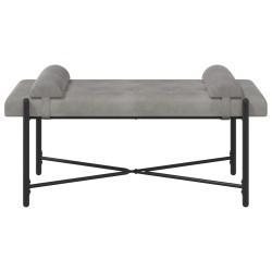 Banc capitonné à boutons avec coussins Gris clair Velours 645181645181