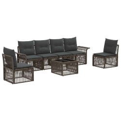 Ensemble de canapé de jardin 7 pcs Gris polyrotin 645183645183