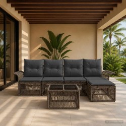 Ensemble de canapé de jardin 6 pcs Gris polyrotin 645184645184