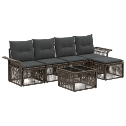 Ensemble de canapé de jardin 6 pcs Gris polyrotin 645184645184