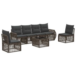 Ensemble de canapé de jardin 7 pcs Gris et Gris foncé polyrotin 645186645186