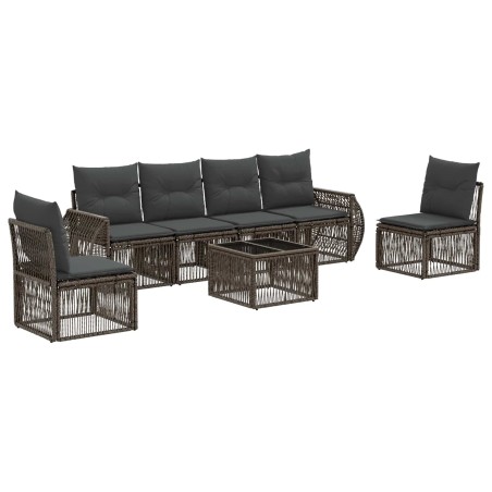 Ensemble de canapé de jardin 7 pcs Gris et Gris foncé polyrotin 645186645186