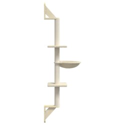Arbre à chat mural avec griffoir crème 142,5 cm 645190645190