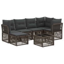 Ensemble de canapé de jardin 7 pcs Gris polyrotin 645194645194