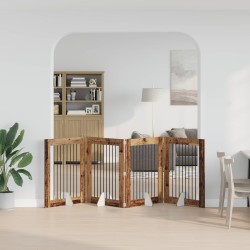 Porte de chien pliable avec supports 4 pcs Bois ancien 321 cm 645195645195