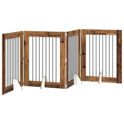 Porte de chien pliable avec supports 4 pcs Bois ancien 321 cm 645195645195