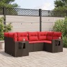 Ensemble de canapé de jardin 6 pcs avec coussins marron résine tressée 645197645197