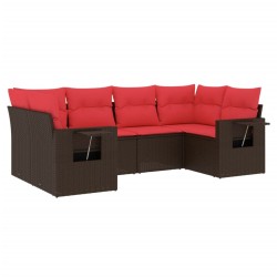 Ensemble de canapé de jardin 6 pcs avec coussins marron résine tressée 645197645197