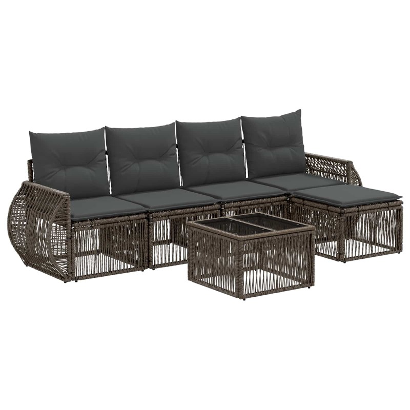 Ensemble de canapé de jardin 6 pcs Gris et Gris foncé polyrotin 645201645201