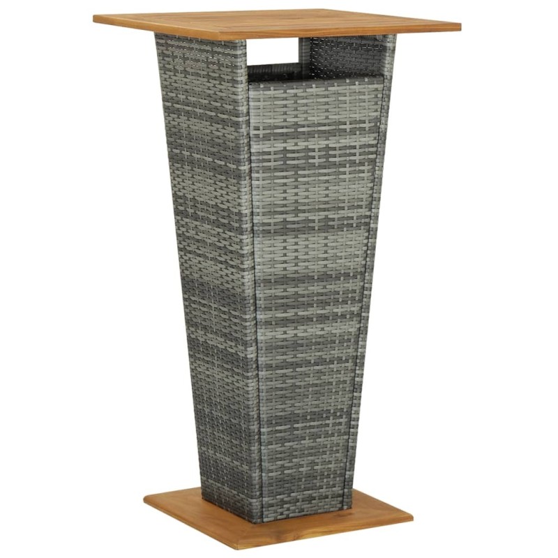 Table de bar Gris 60x60x110 cm Résine tressée et bois d'acacia 645203645203