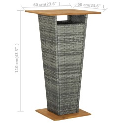 Table de bar Gris 60x60x110 cm Résine tressée et bois d'acacia 645203645203