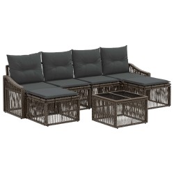 Ensemble de canapé de jardin 7 pcs Gris polyrotin 645209645209