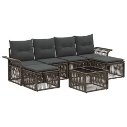Ensemble de canapé de jardin 7 pcs Gris polyrotin 645212645212
