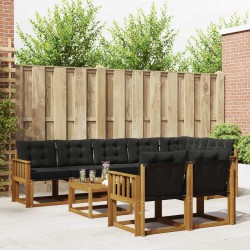 Ensemble de canapés d'extérieur 9 pcs Naturel et Noir 645216645216