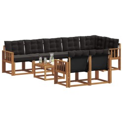 Ensemble de canapés d'extérieur 9 pcs Naturel et Noir 645216645216