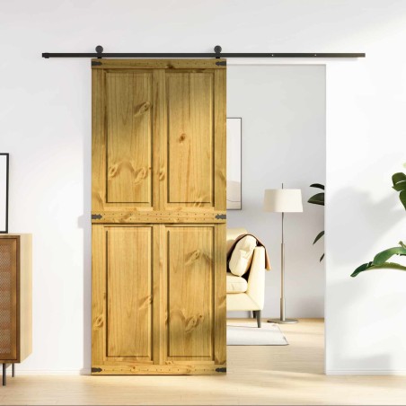 Porte de grange Corona Brun Miel 90 x 210 cm Bois de pin massif 645217645217