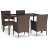 Ensemble à manger de jardin 5 pcs et coussins marron poly rotin 645224645224
