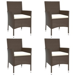 Ensemble à manger de jardin 5 pcs et coussins marron poly rotin 645224645224
