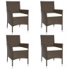 Ensemble à manger de jardin 5 pcs et coussins marron poly rotin 645224645224