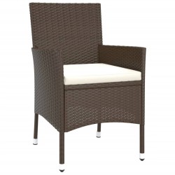 Ensemble à manger de jardin 5 pcs et coussins marron poly rotin 645224645224