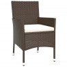 Ensemble à manger de jardin 5 pcs et coussins marron poly rotin 645224645224