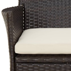 Ensemble à manger de jardin 5 pcs et coussins marron poly rotin 645224645224