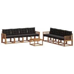 Ensemble de canapés d'extérieur 9 pcs Naturel et Noir 645230645230