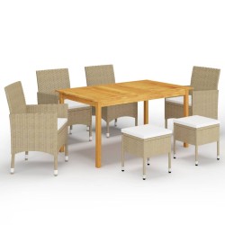 Ensemble à manger de jardin 7 pcs Beige 645232645232