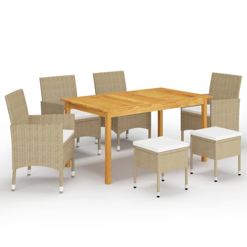Ensemble à manger de jardin 7 pcs Beige 645232645232