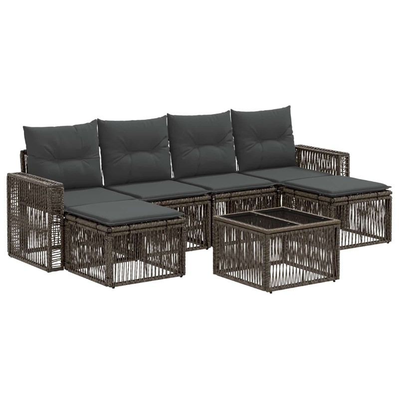 Ensemble de canapé de jardin 7 pcs Gris et Gris foncé polyrotin 645236645236